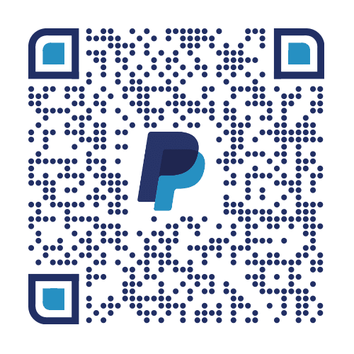 QR code with PayPal logo in center.